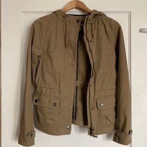 Prince and fox hooded lightweight khaki jacket